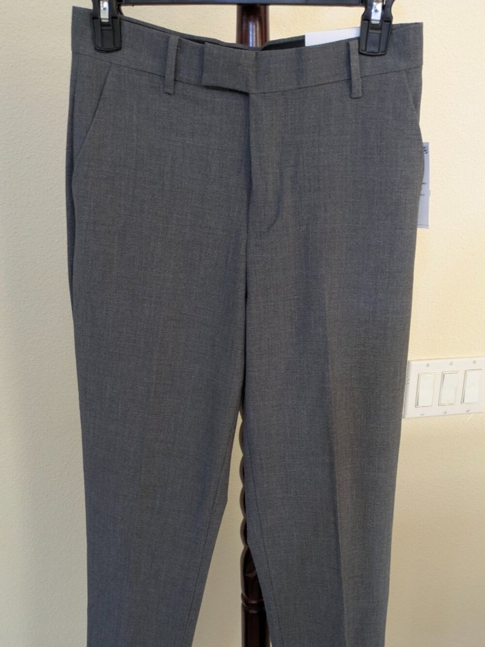 NWT Calvin Klein Boys' Grey Flat-front Suit Dress Pant Stretch Slim Fit Size 16